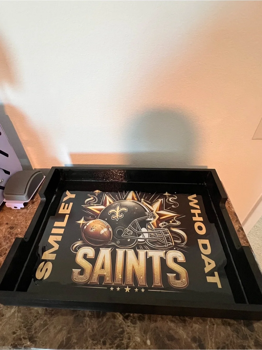 New Orleans Saints Decorative Serving Tray - Black & Gold